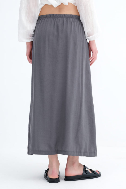 Charcoal_Elastic-Waist-Long-Skirt-addax