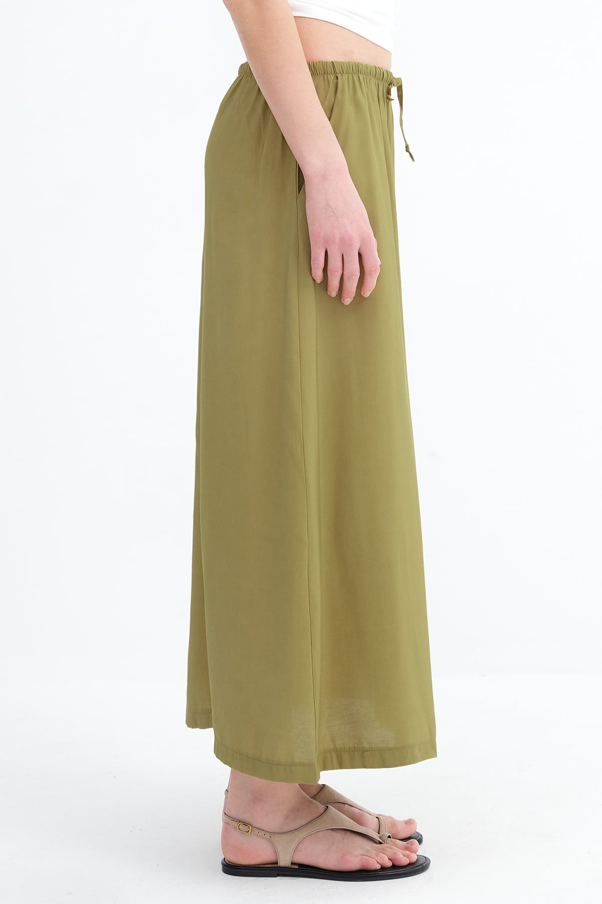 Oil-Green_Elastic-Waist-Long-Skirt-addax