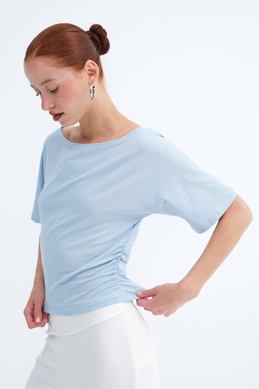 Baby-Blue_Side-Gathered-T-shirt-addax