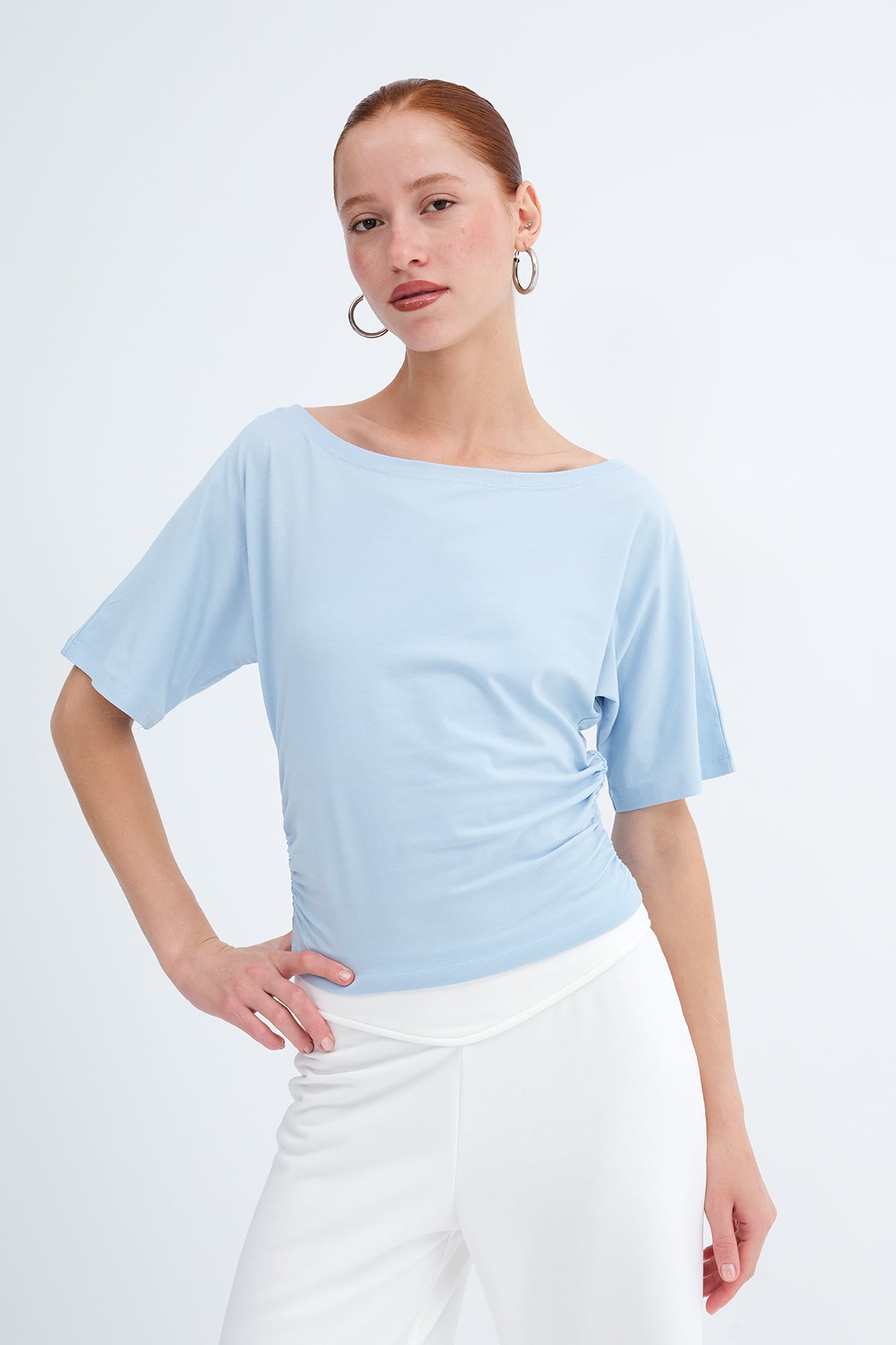 Baby-Blue_Side-Gathered-T-shirt-addax