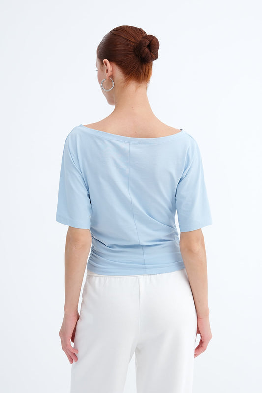 Baby-Blue_Side-Gathered-T-shirt-addax