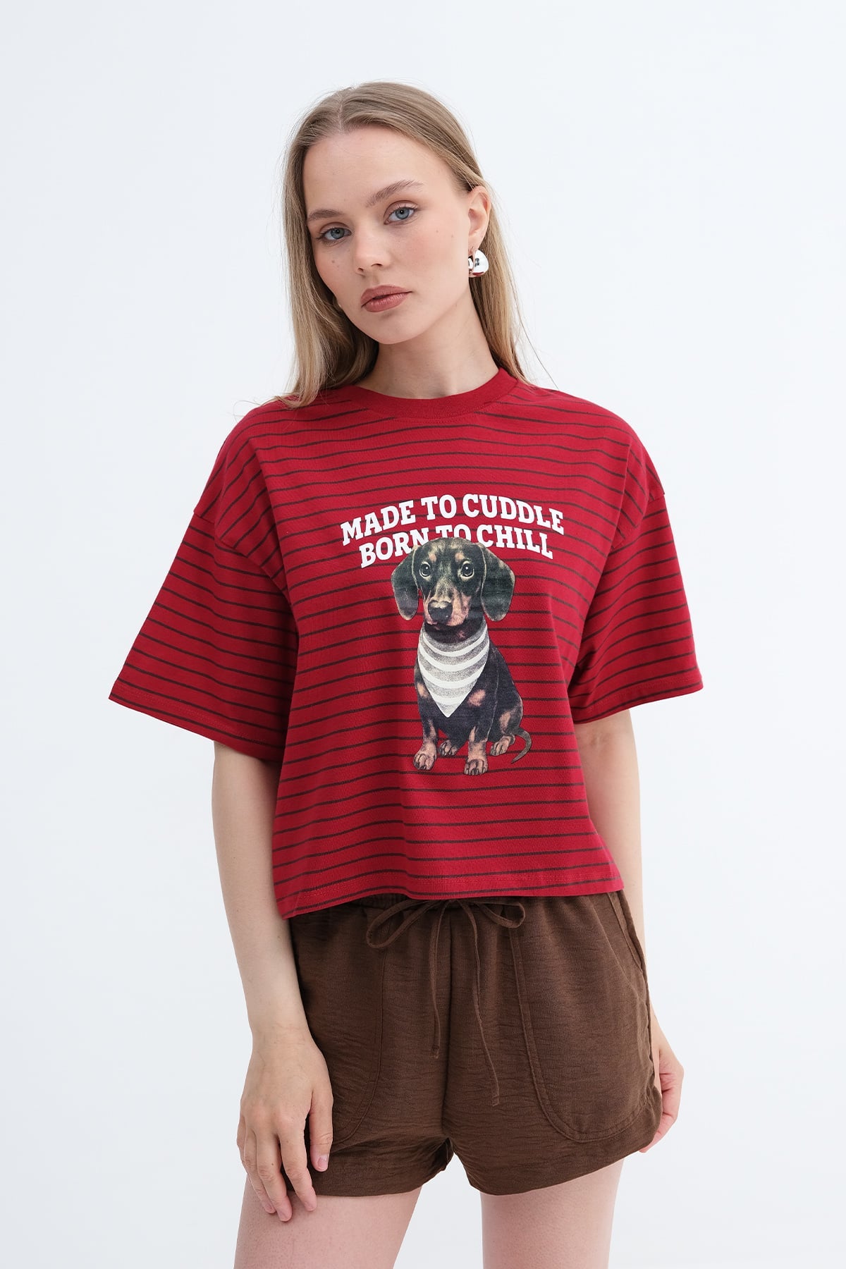Bright-Red_Köpek-Baskılı-Çizgili-T-shirt-P10676-addax