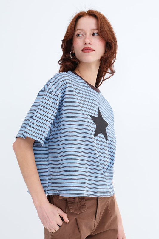 Baby-Blue_Star-Print-Striped-T-shirt-addax