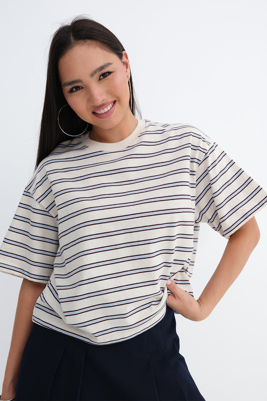 Soft-Yellow_Crew-Neck-Striped-T-shirt-addax