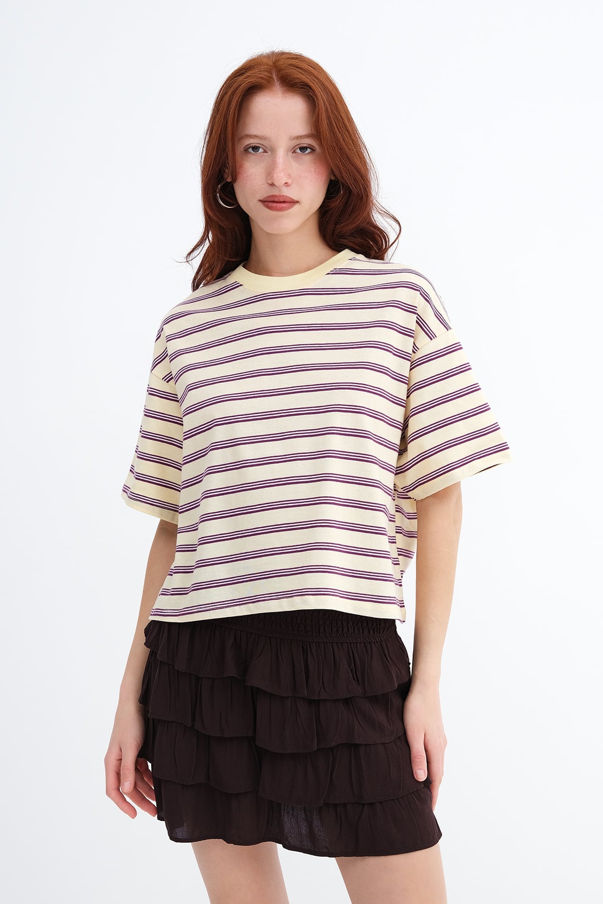Light-Yellow_Crew-Neck-Striped-T-Shirt-addax