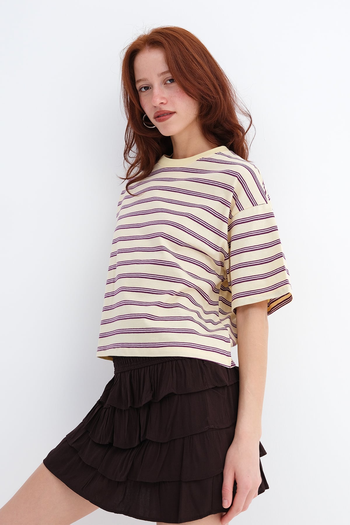 Light-Yellow_Crew-Neck-Striped-T-Shirt-addax