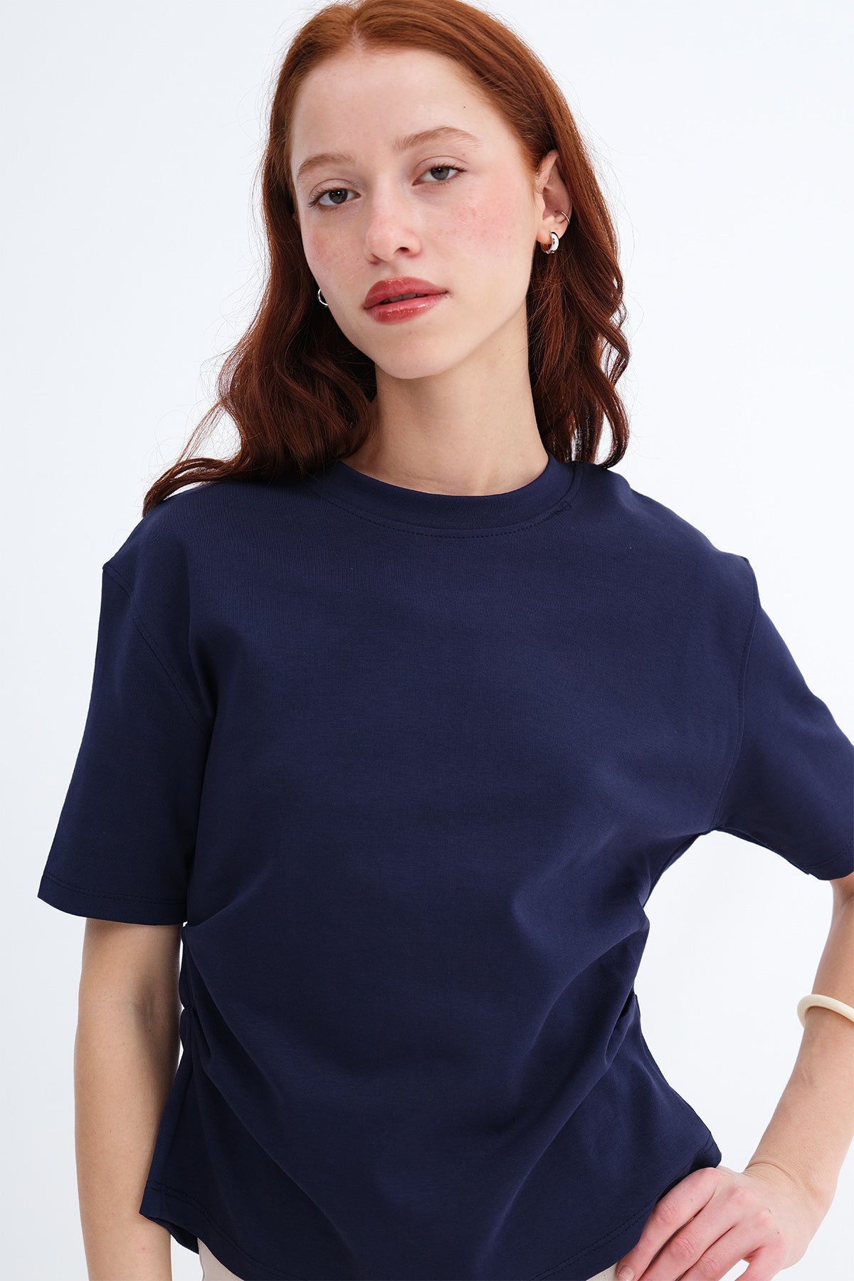 Night-Blue_Side-Ruched-T-Shirt-addax