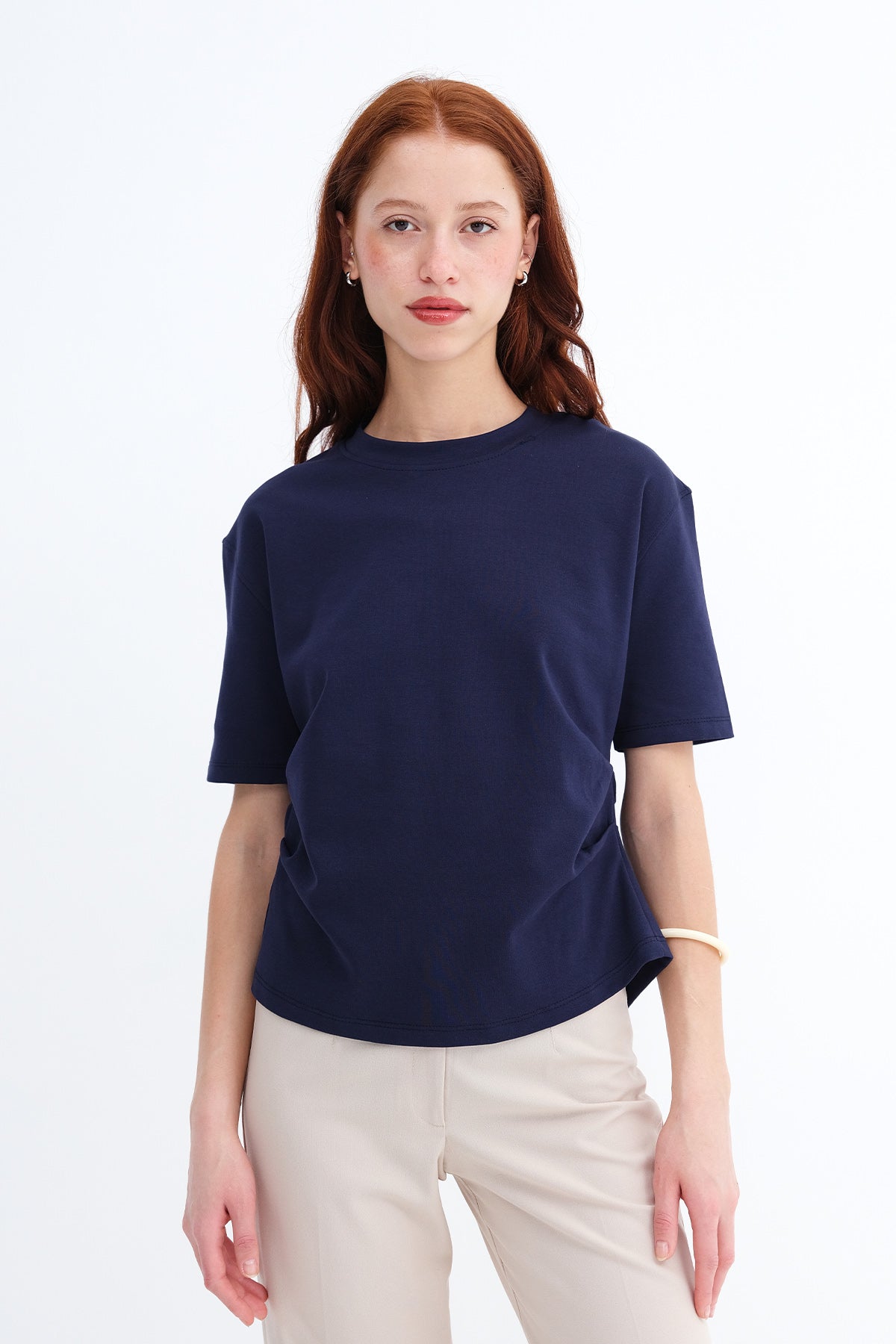 Night-Blue_Side-Ruched-T-Shirt-addax