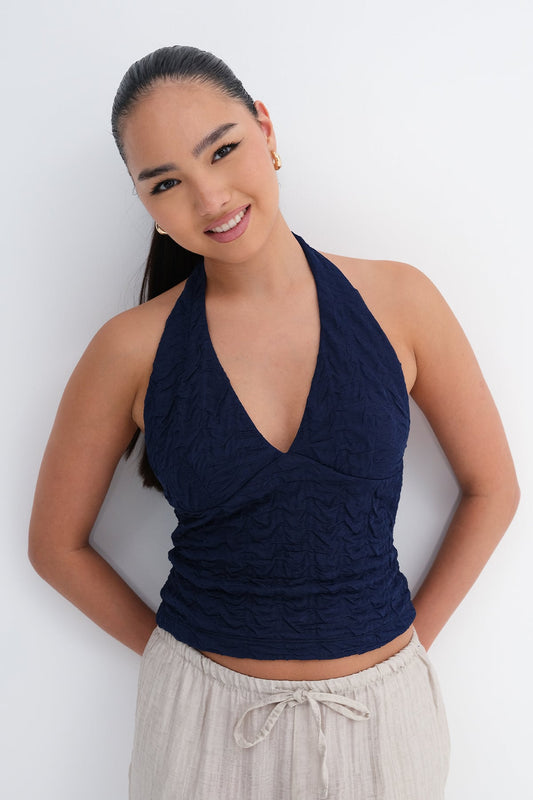 Night-Blue_Halter-Neck-Blouse-addax