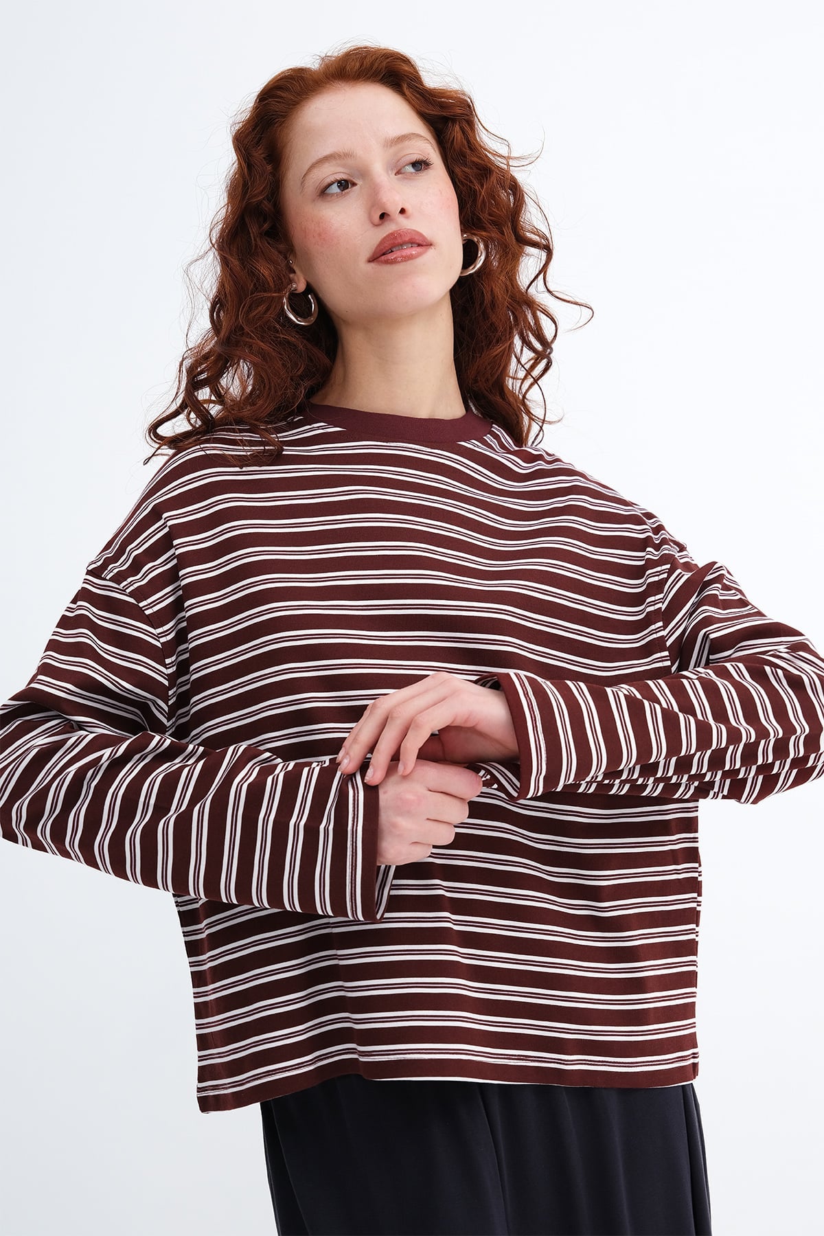 Burgundy---Ecru_Striped-Long-Sleeve-T-Shirt-addax