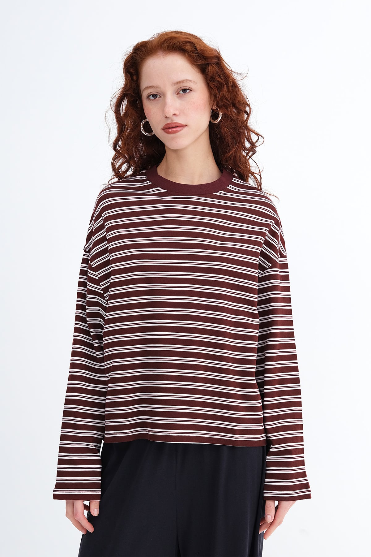 Burgundy---Ecru_Striped-Long-Sleeve-T-Shirt-addax