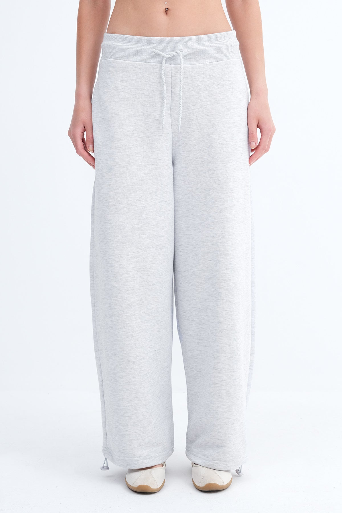 Elastic Waist Sweatpants with Adjustable Hem
