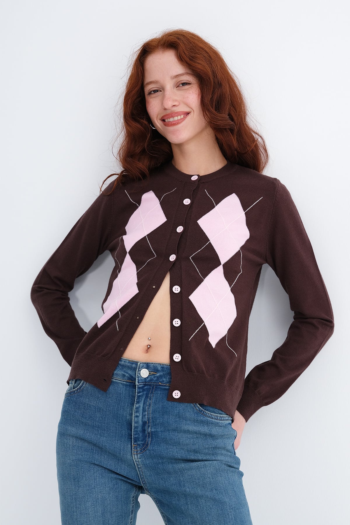 Diamond Pattern Knit Cardigan