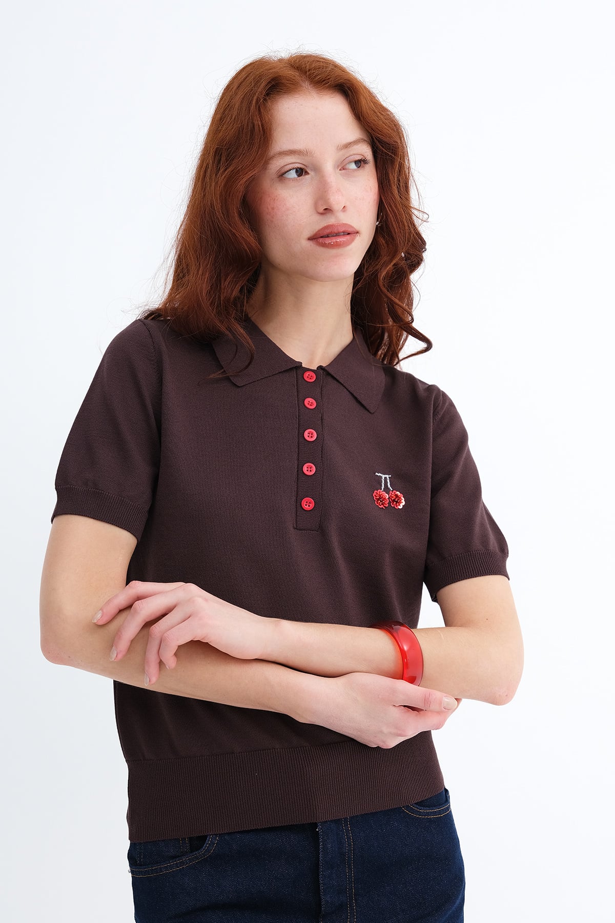 Sequin Embroidered Short Sleeve Knit