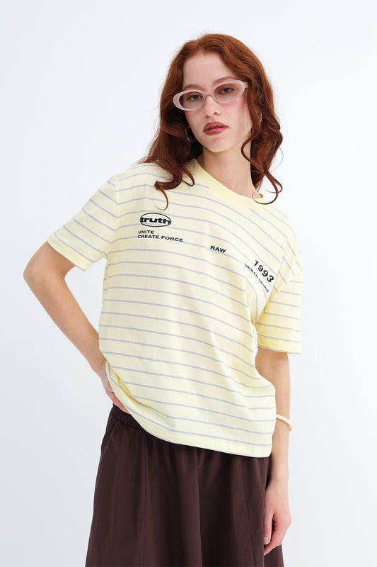 Yellow_Striped-Printed-T-shirt-addax