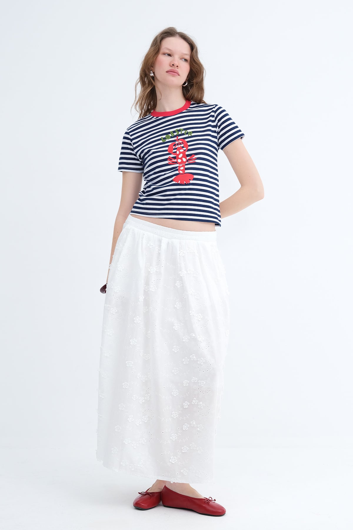 Long Skirt with Floral Detail