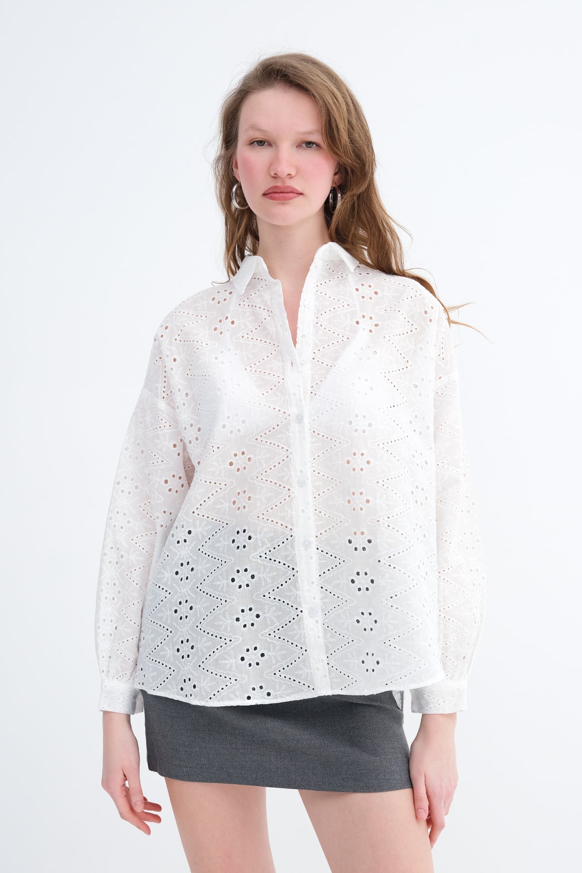 Long Sleeve Broderie Shirt
