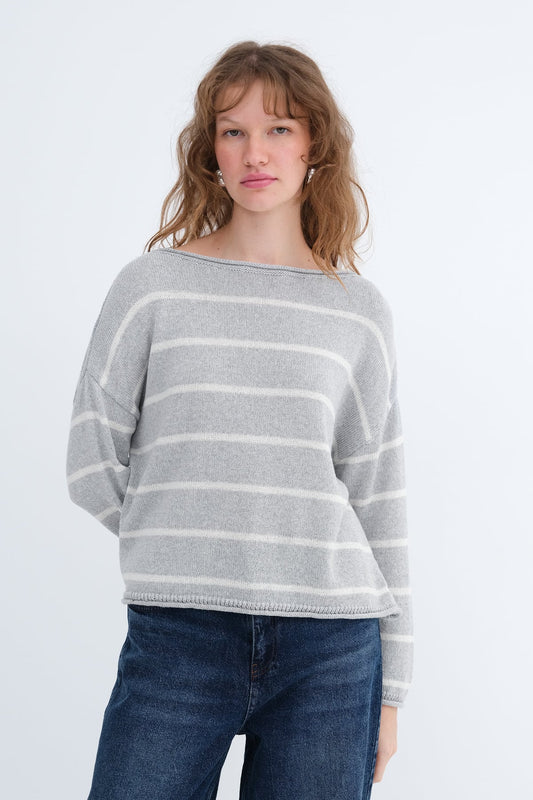 Grey-Melange_Striped-Knit-Sweater-addax