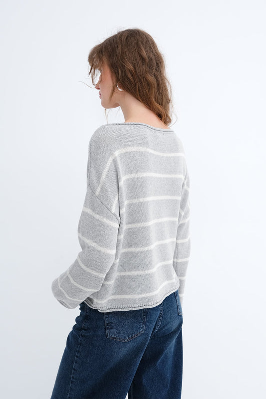 Grey-Melange_Striped-Knit-Sweater-addax