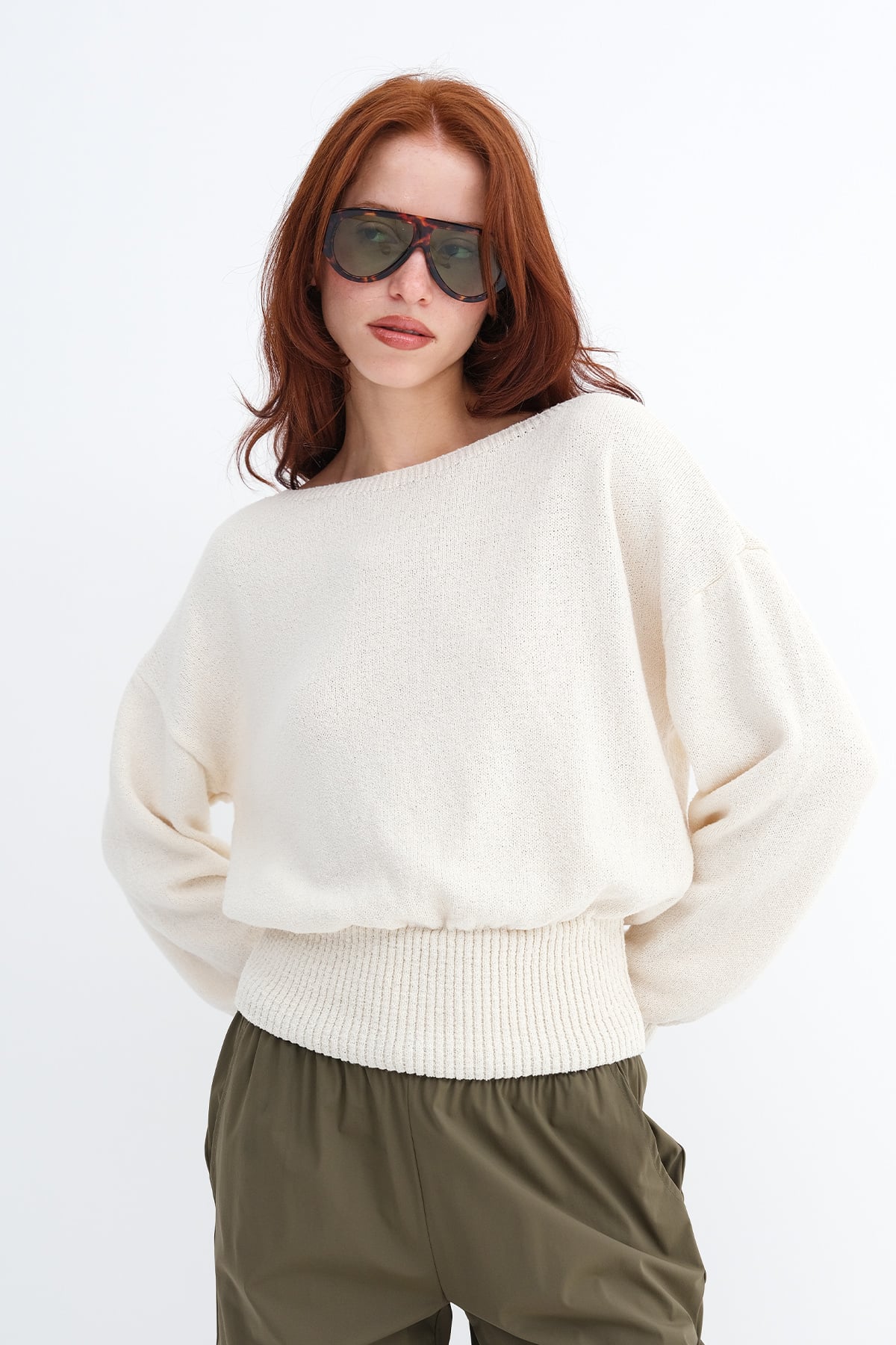 Boat Neck Knit Sweater
