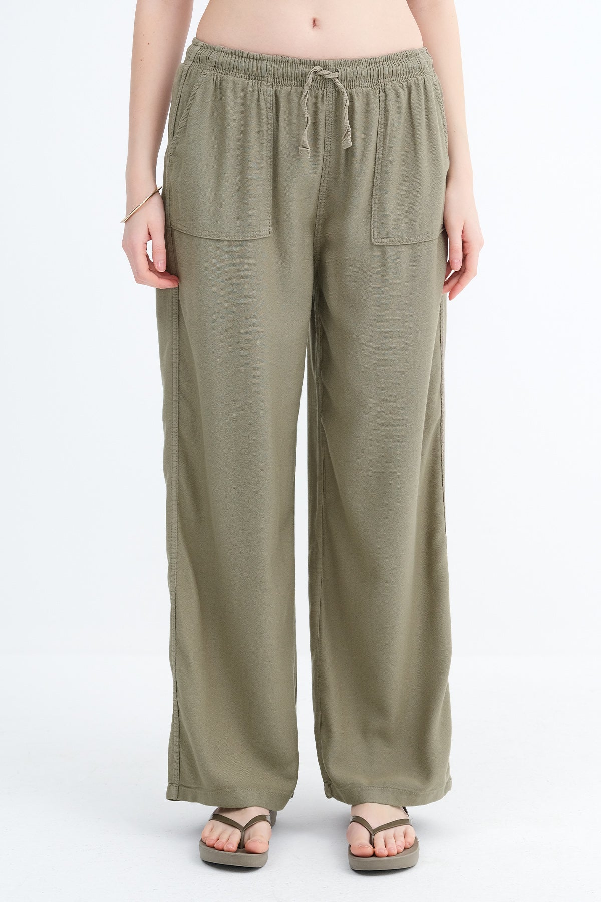 Khaki_Elastic-Waist-Wide-Leg-Trousers-addax