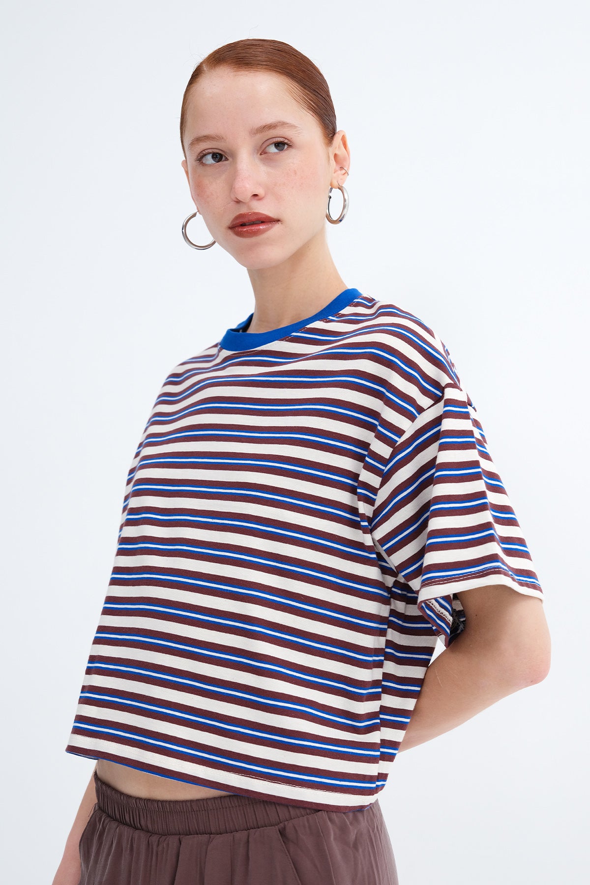 Beige---Brown_Striped-T-shirt-addax