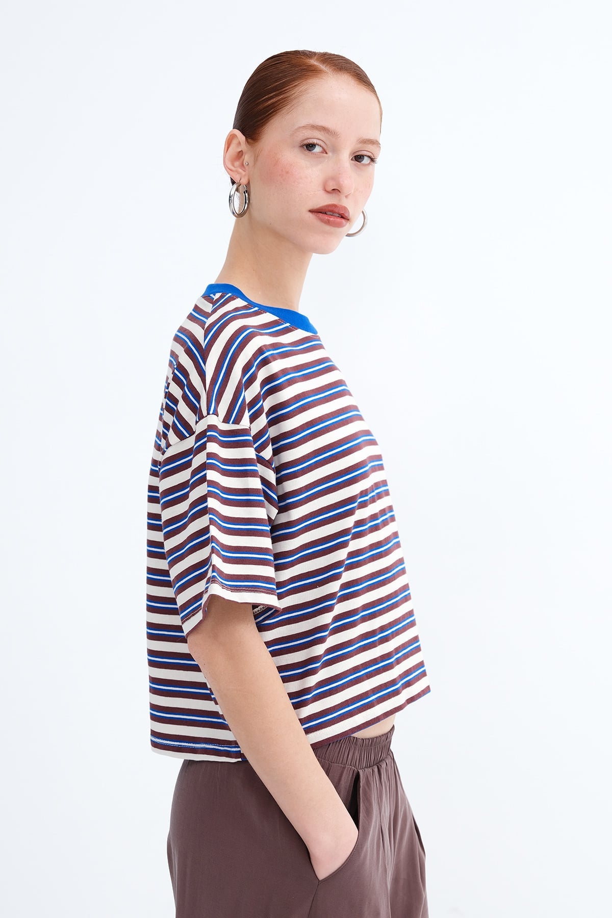 Beige---Brown_Striped-T-shirt-addax