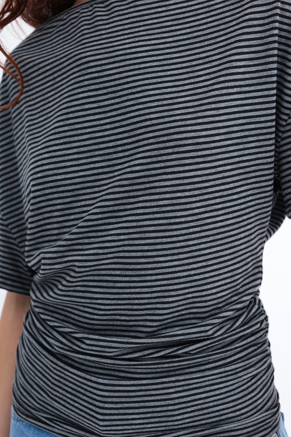 Grey---Black_Side-Ruched-Striped-T-shirt-addax