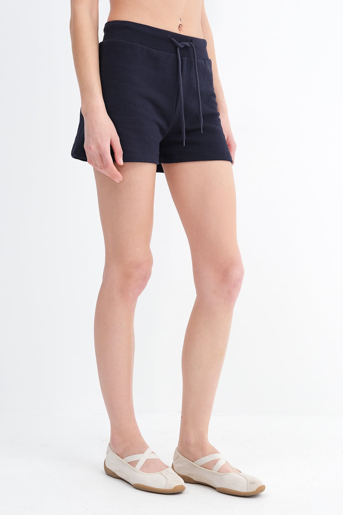 Night-Blue_Elastic-Waist-Shorts-addax