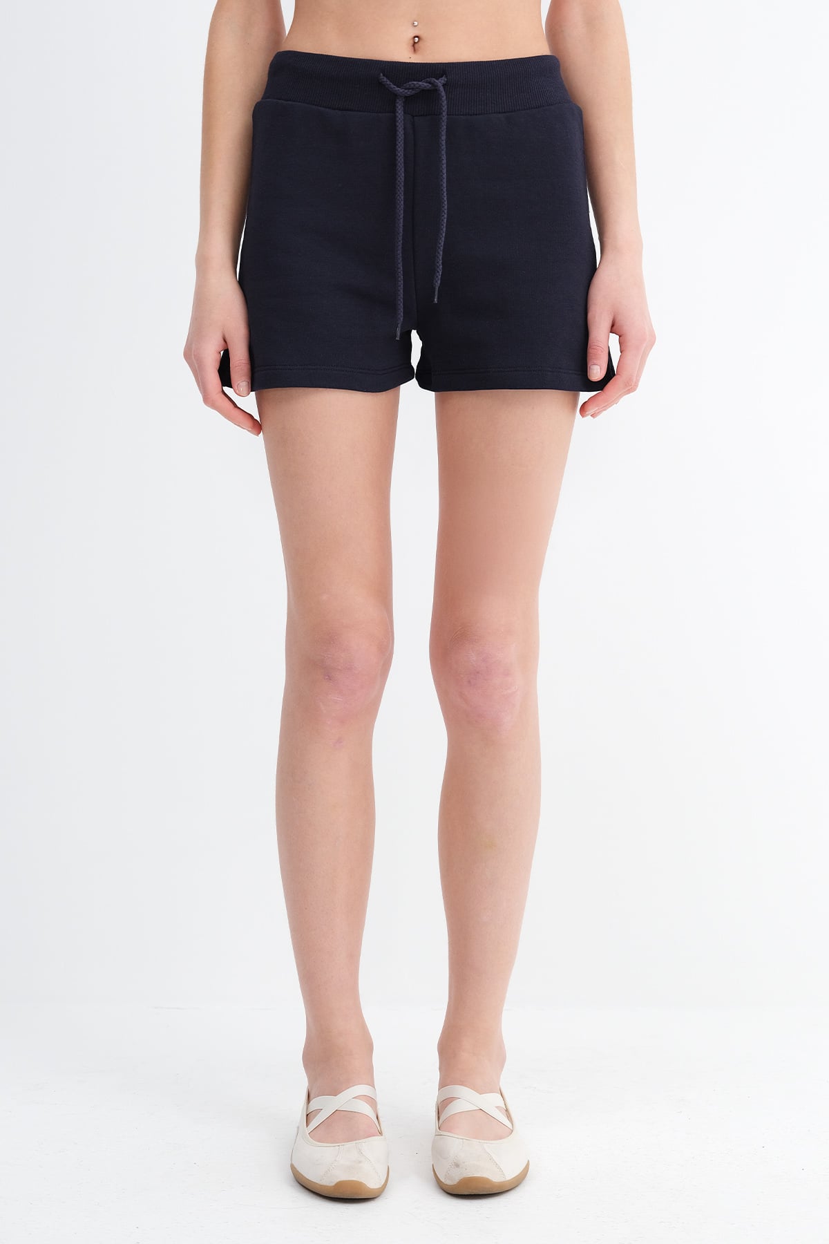Night-Blue_Elastic-Waist-Shorts-addax