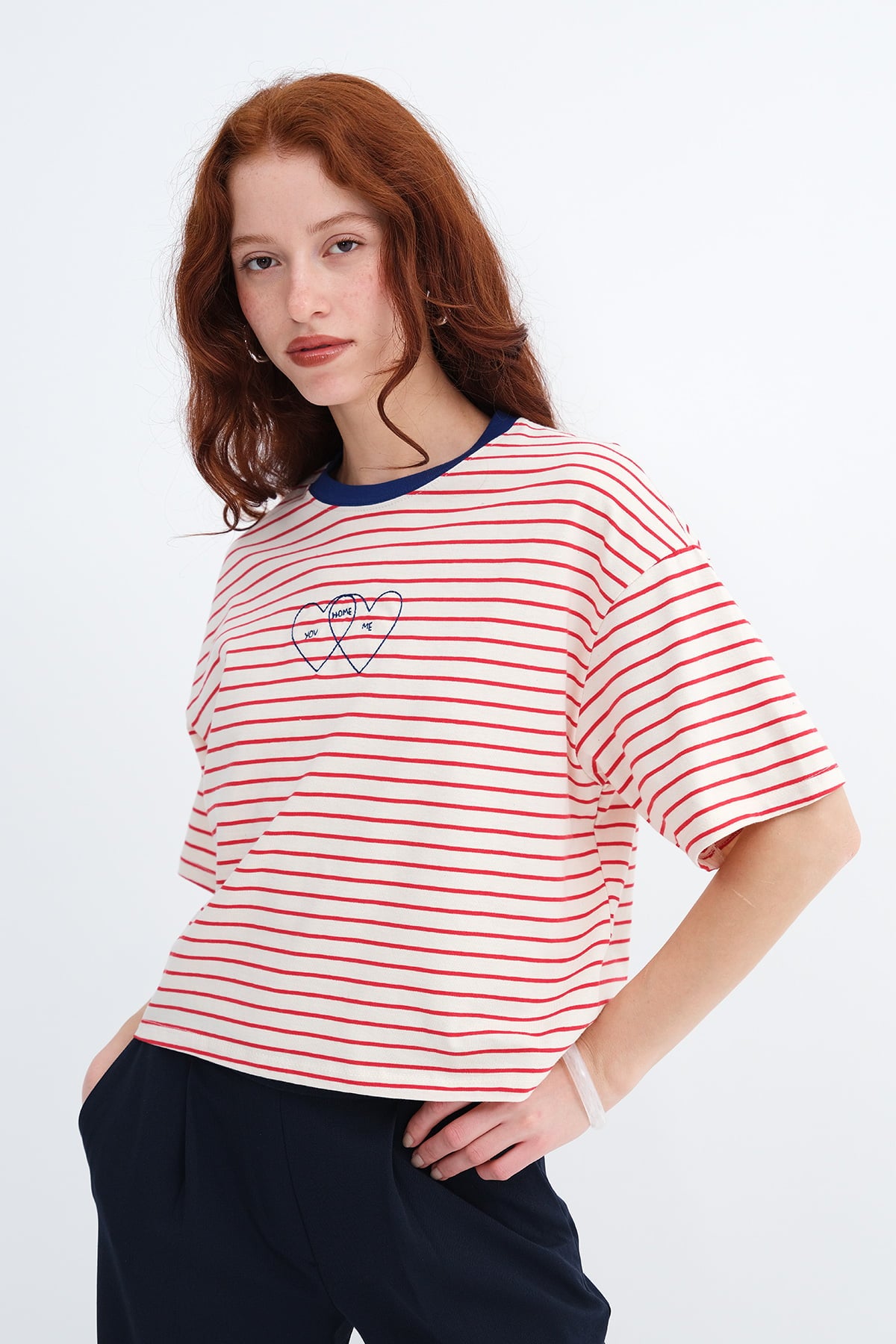 Red---Ecru_Striped-Short-Sleeve-T-shirt-addax