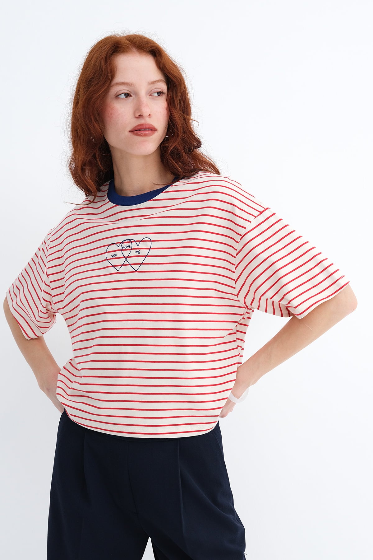Red---Ecru_Striped-Short-Sleeve-T-shirt-addax