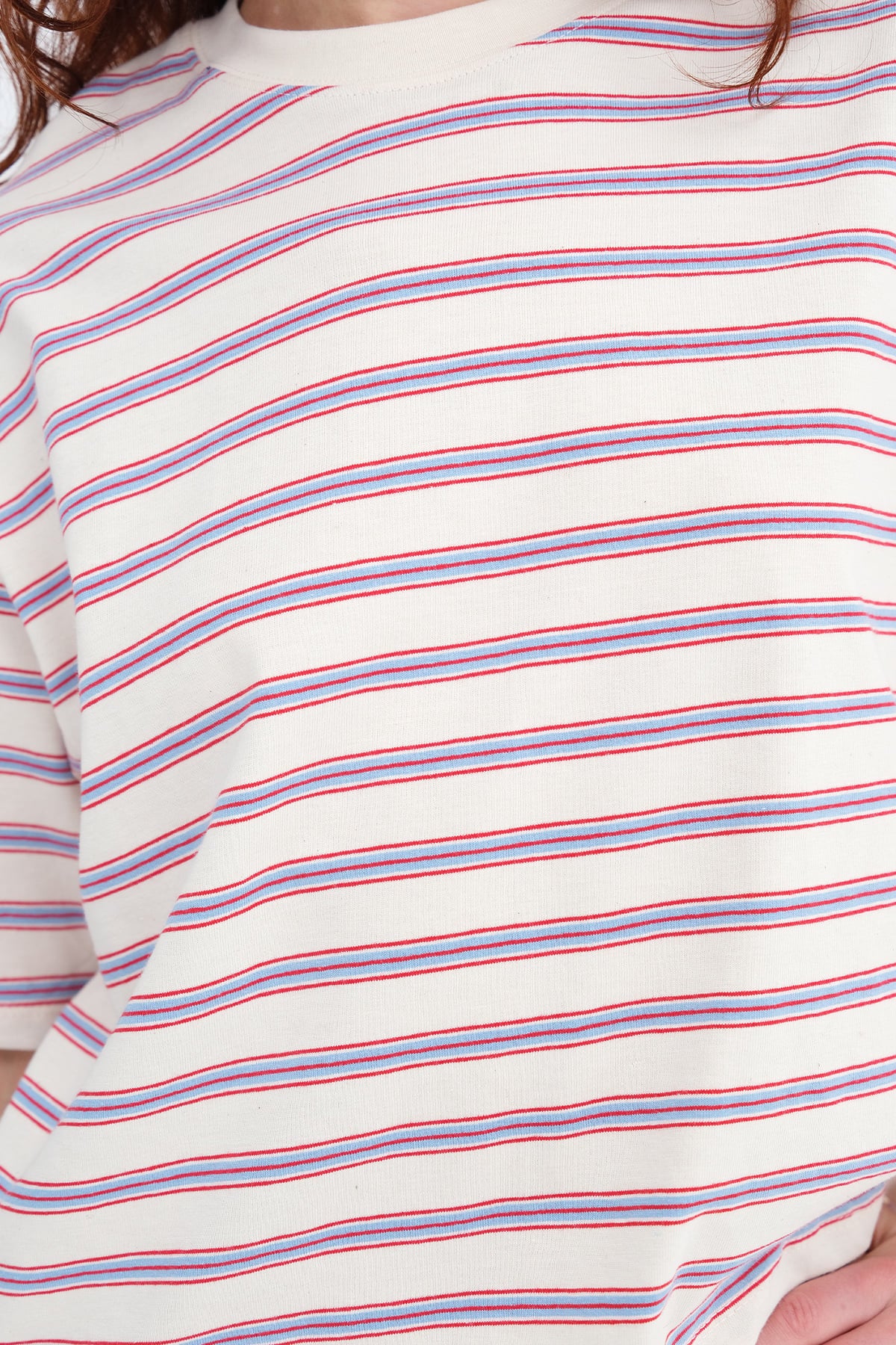 Ecru---Red_Crew-Neck-Striped-T-shirt-addax