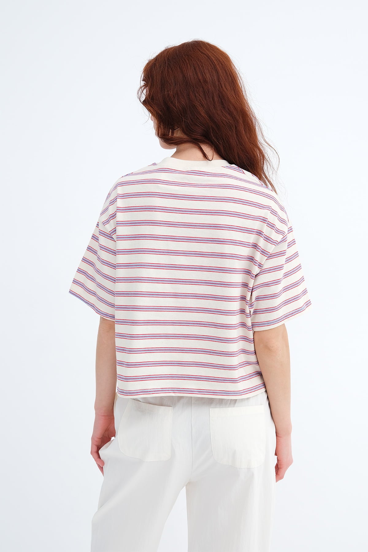 Ecru---Red_Crew-Neck-Striped-T-shirt-addax