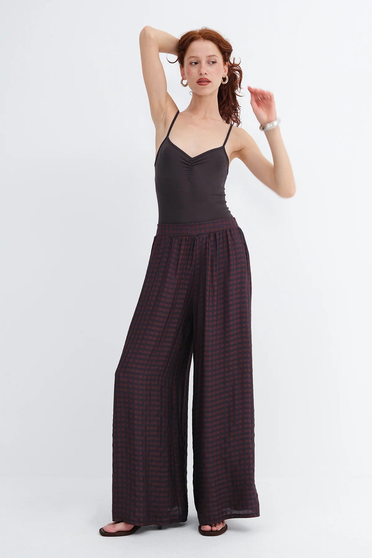 Plaid Wide Leg Pants