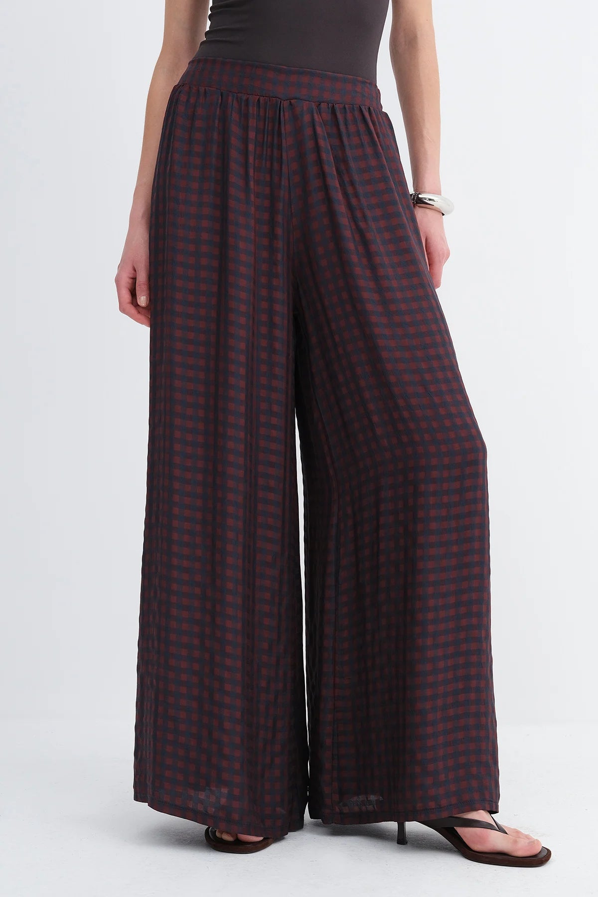 Plaid Wide Leg Pants
