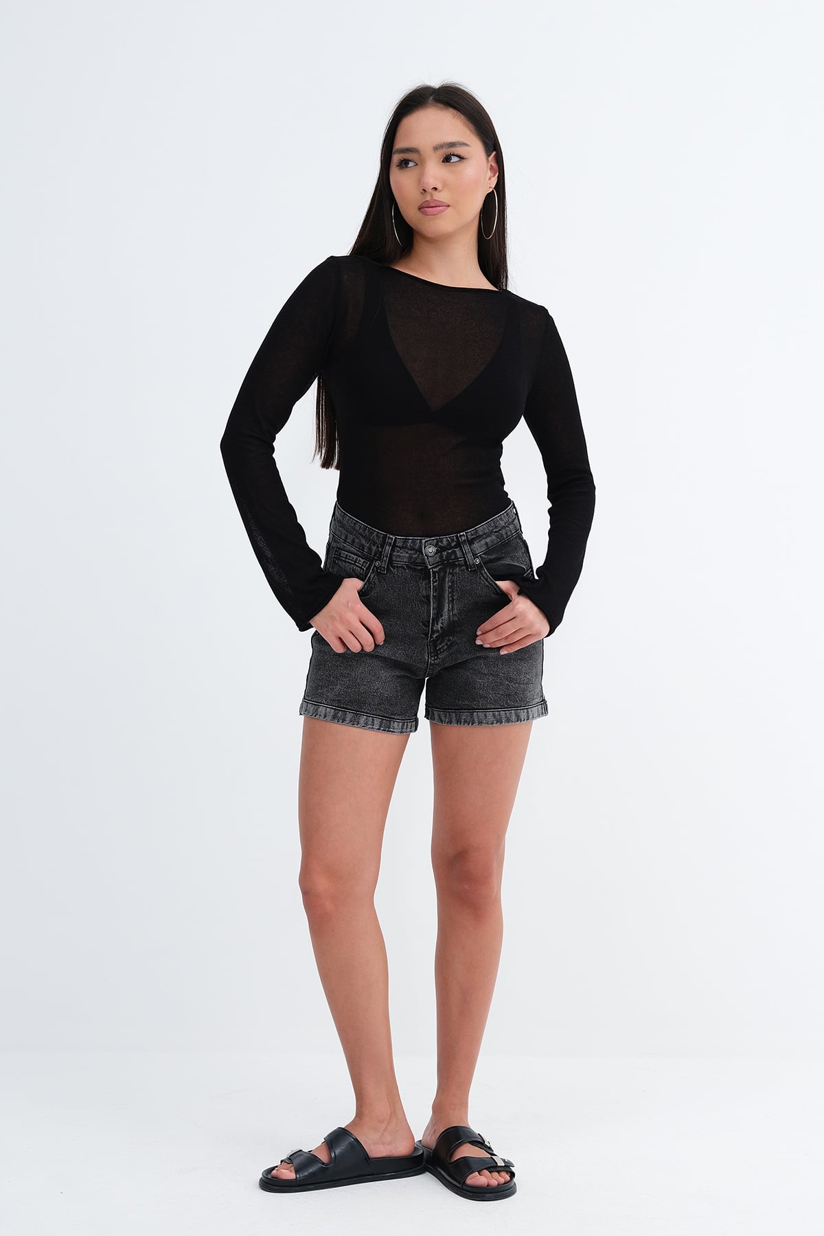 Lead-Grey_Denim-Shorts-with-Pockets-addax