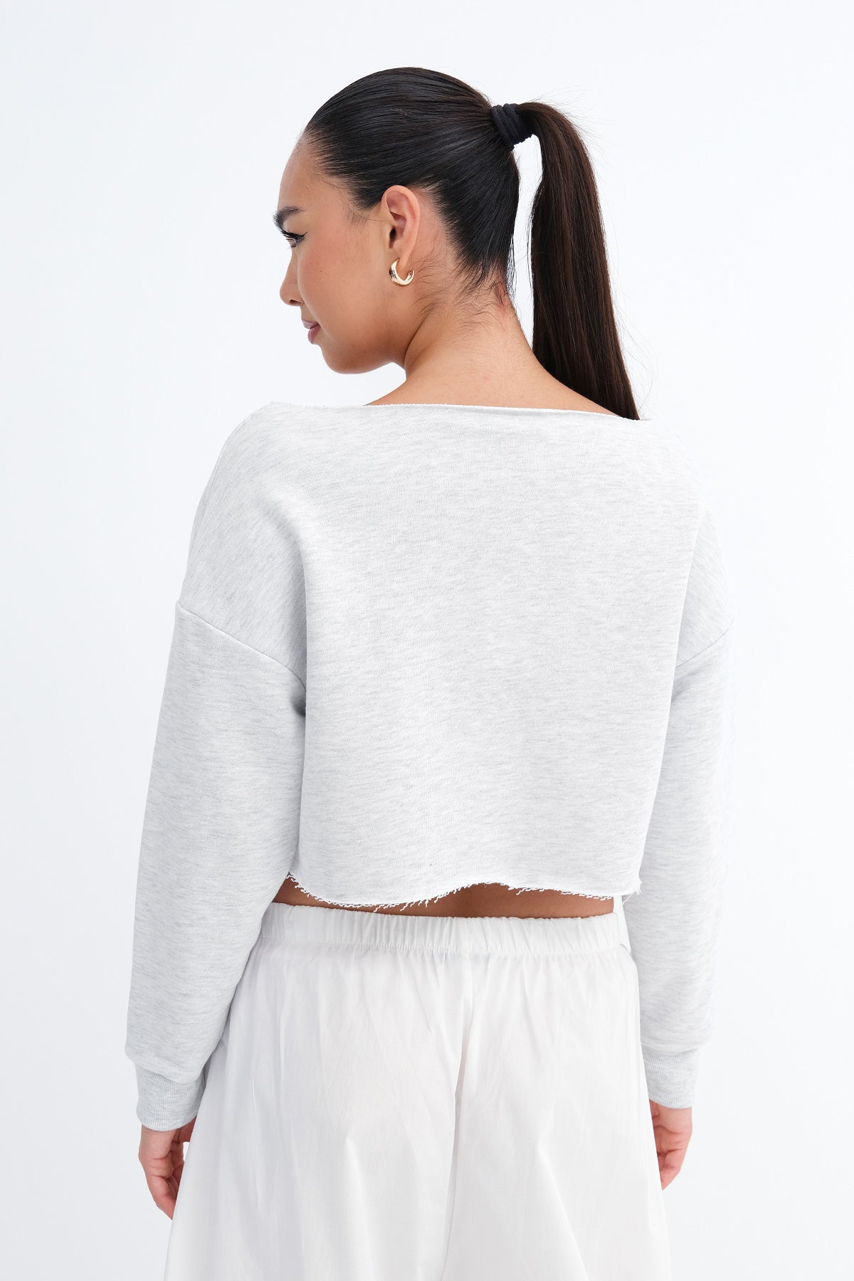 Boat Neck Crop Sweatshirt