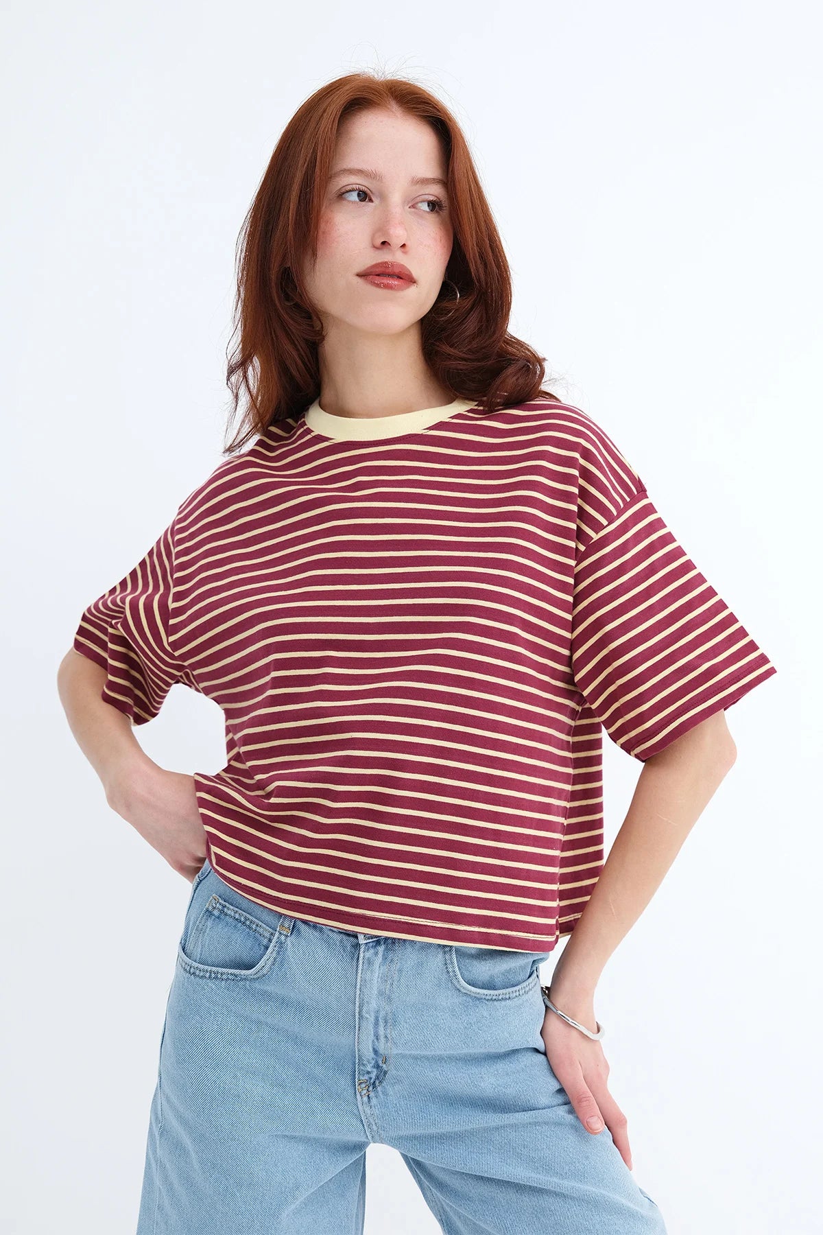 Burgundy-Yellow_Striped-Short-Sleeve-T-shirt-addax