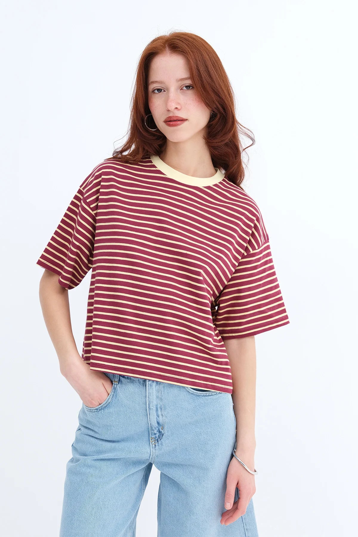 Burgundy-Yellow_Striped-Short-Sleeve-T-shirt-addax
