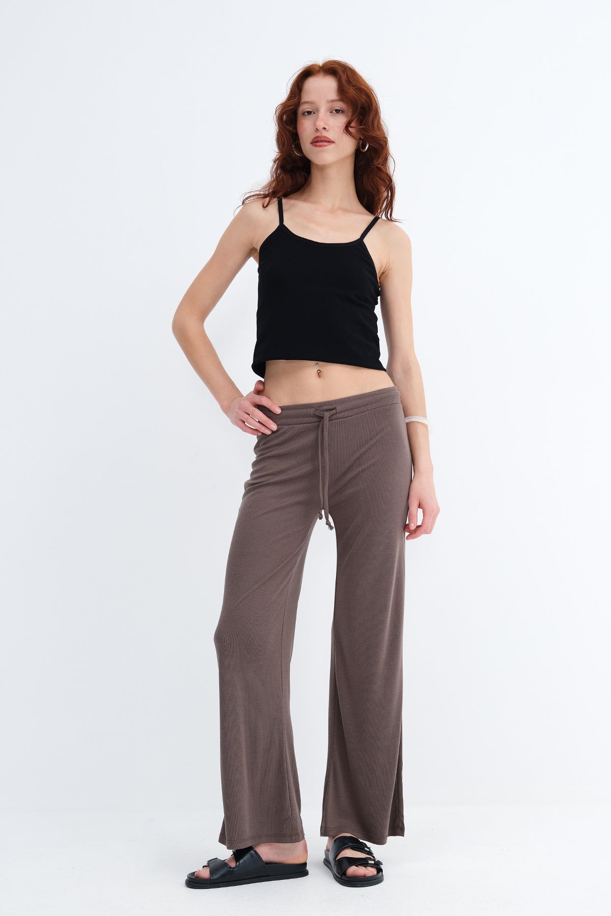 Brown_Elastic-Waist-Modal-Sweatpants-addax