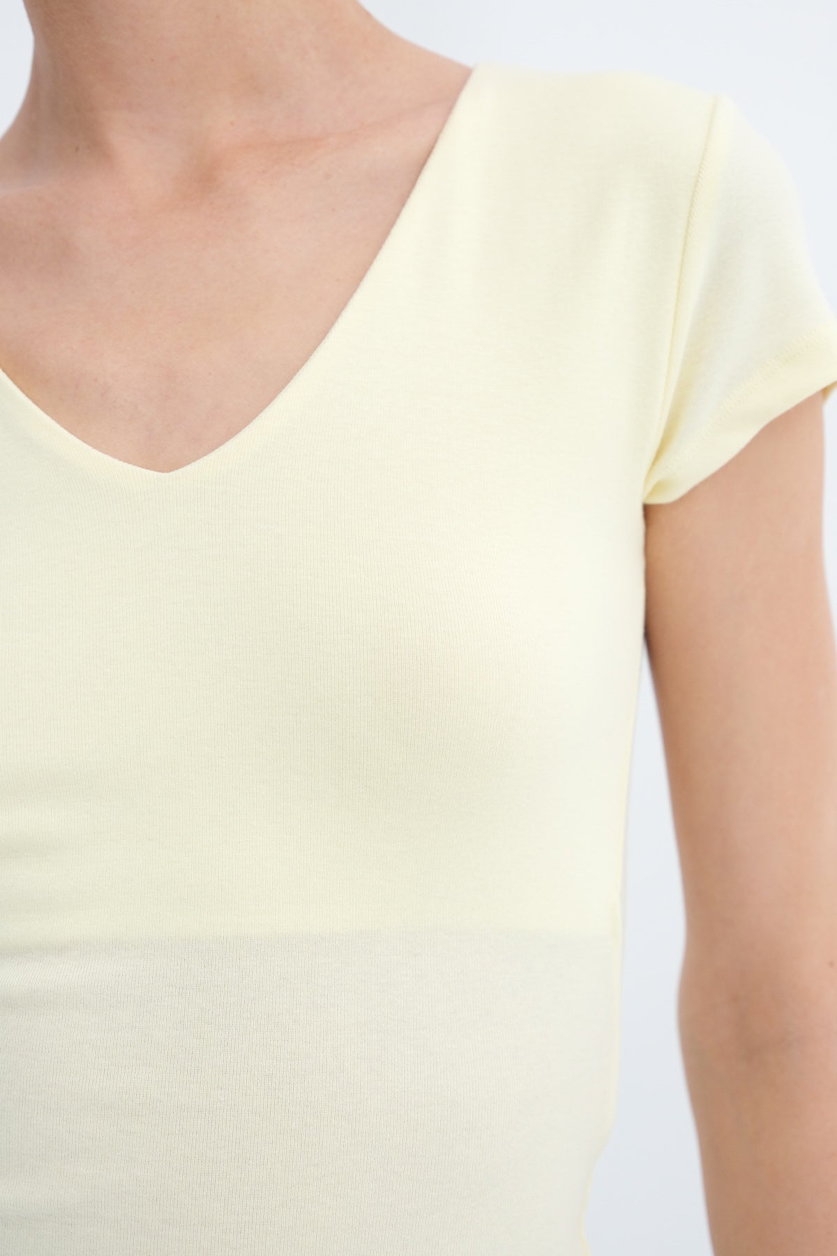 Yellow_V-Neck-Modal-T-shirt-addax