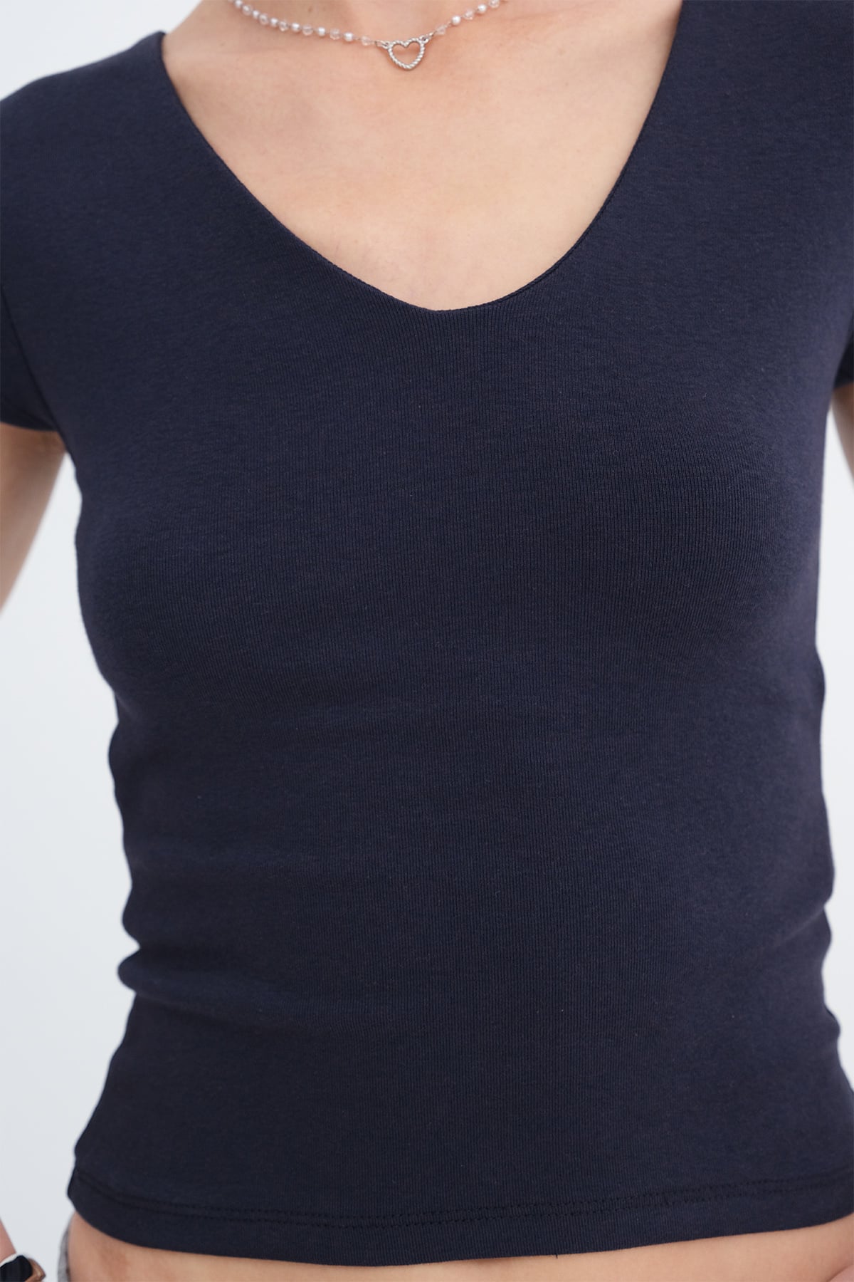 Dark-Night-Blue_V-Neck-Modal-T-shirt-addax