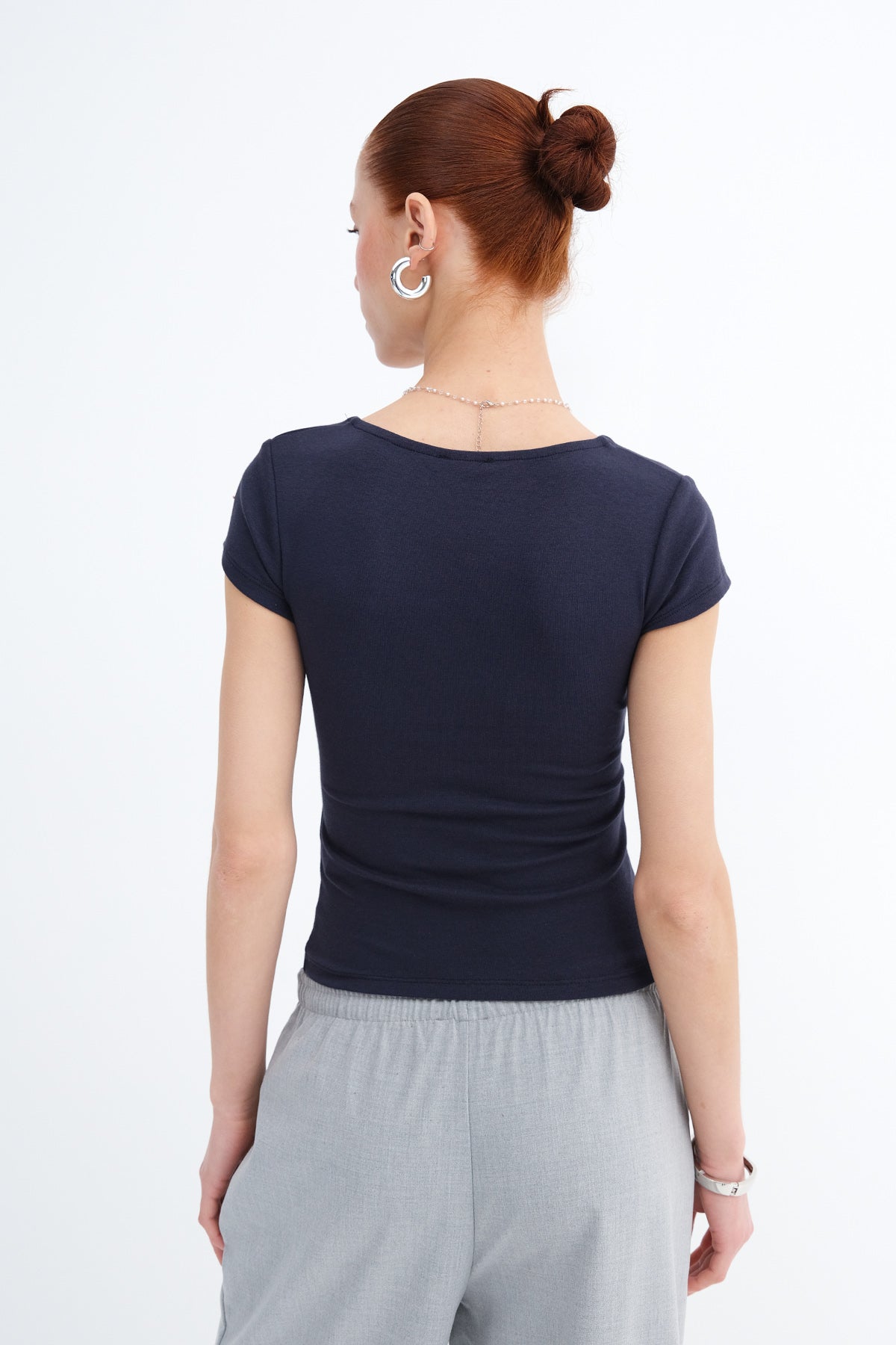 Dark-Night-Blue_V-Neck-Modal-T-shirt-addax