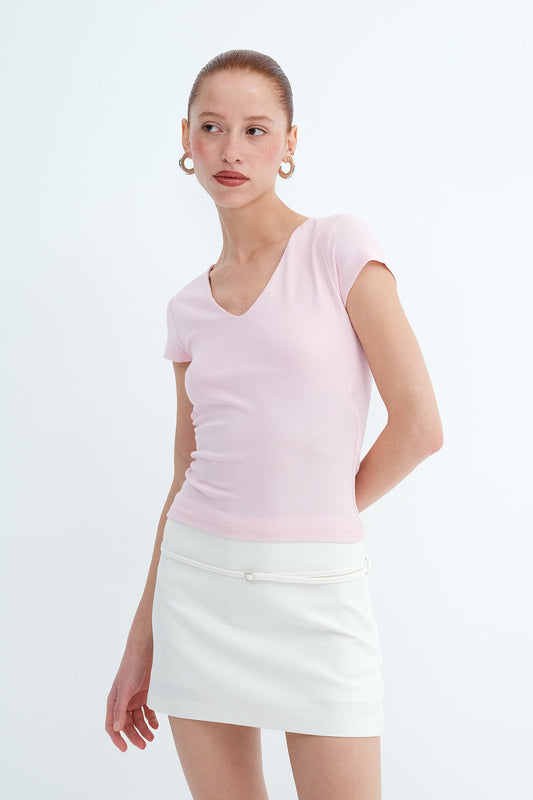 Sugar-Pink_V-Neck-Modal-T-shirt-addax
