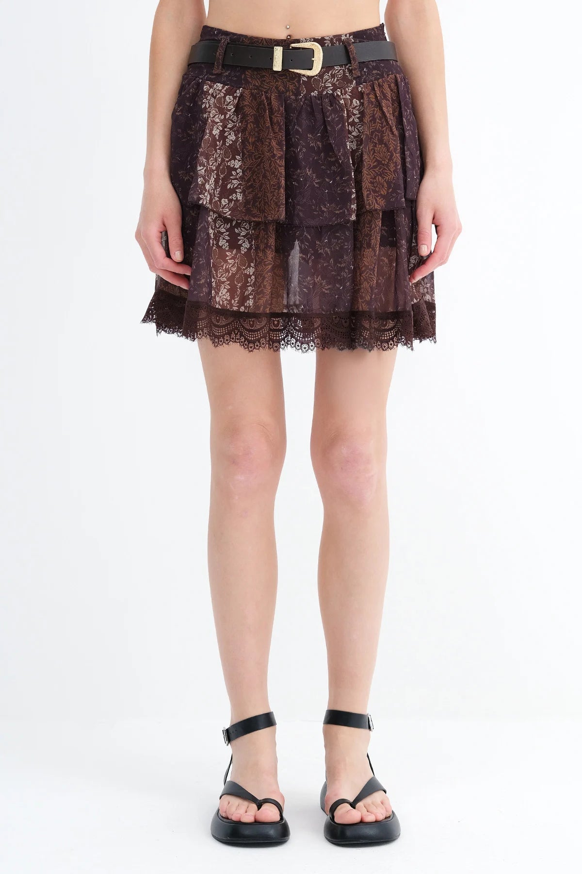Brown_Belted-Mini-Skirt-with-Lace- Details-addax