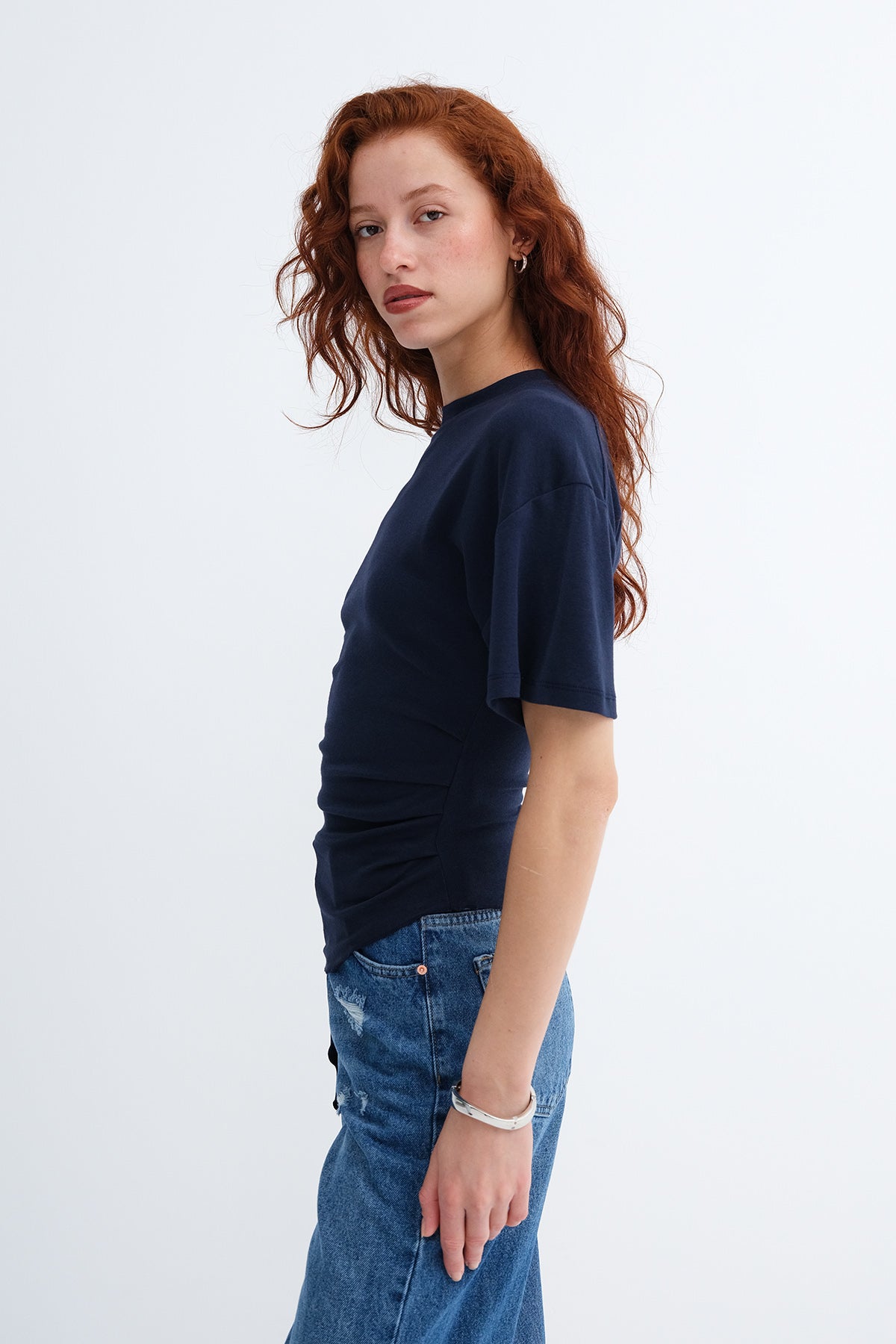 Dark-Night-Blue_Side-Ruched-Modal-T-Shirt-addax