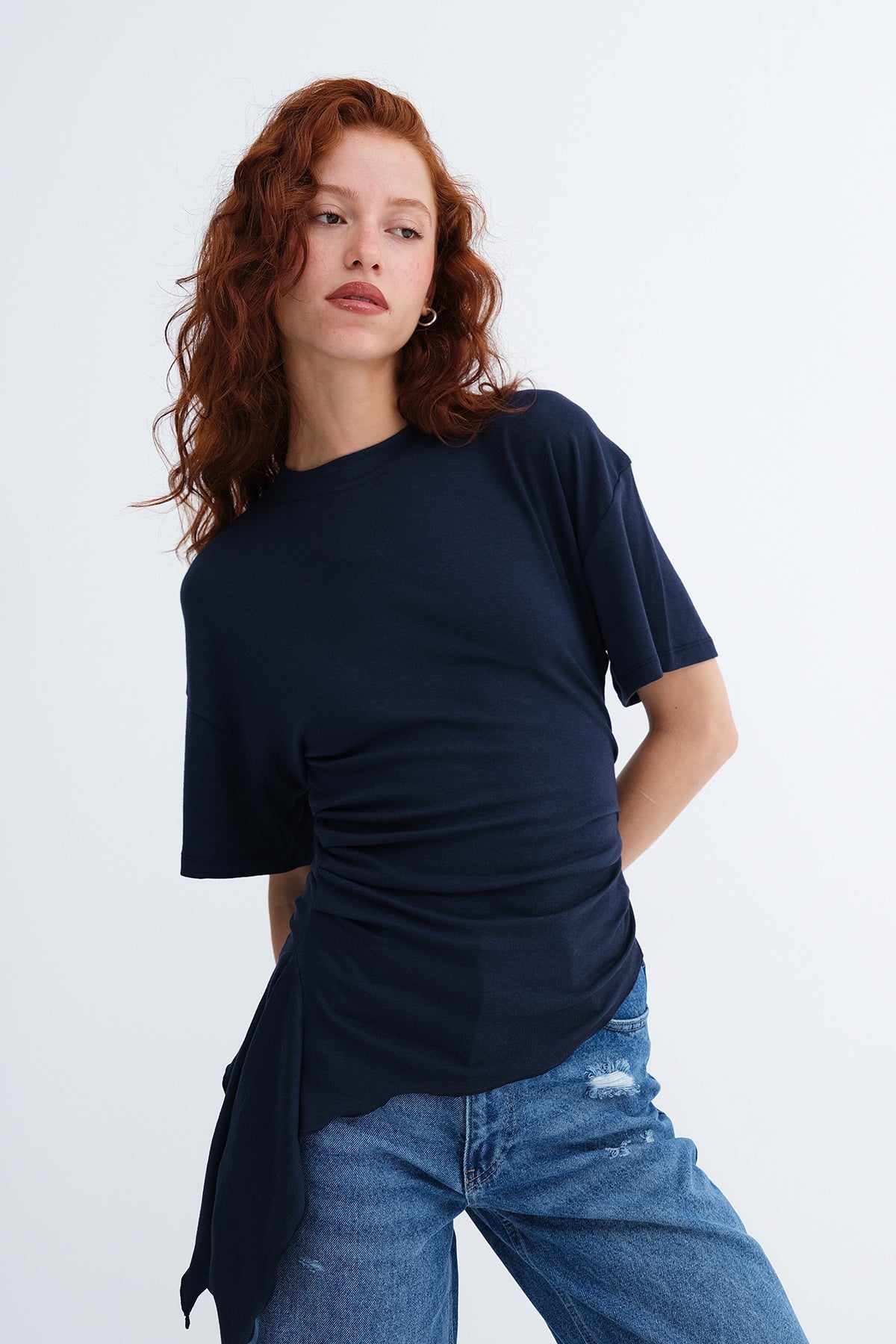 Dark-Night-Blue_Side-Ruched-Modal-T-Shirt-addax