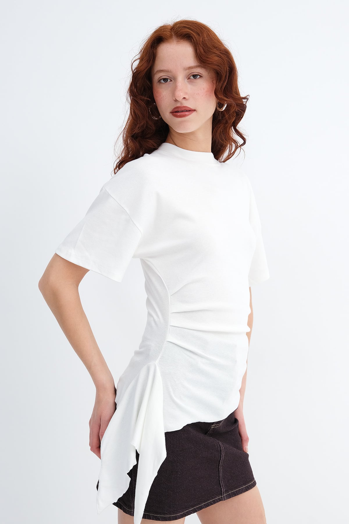 Ecru_Side-Ruched-Modal-T-Shirt-addax