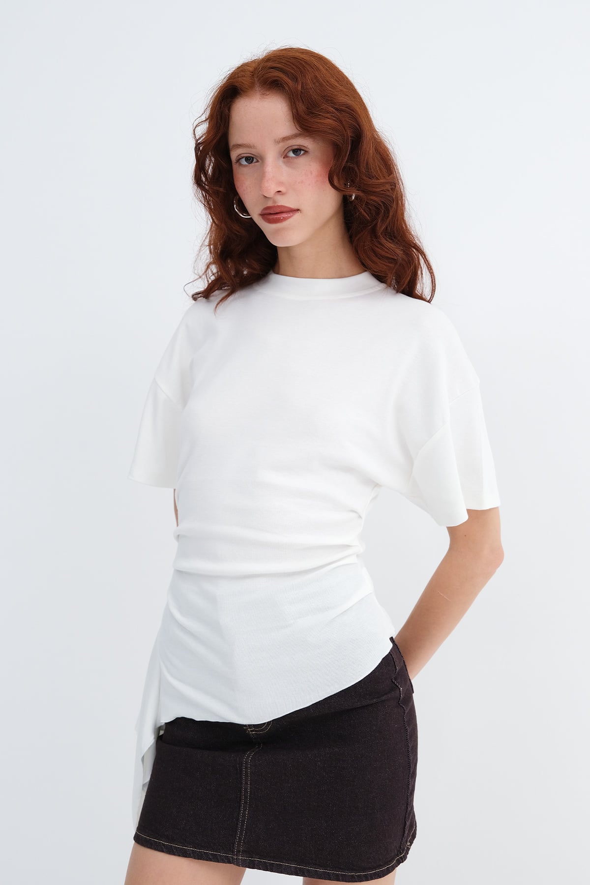 Ecru_Side-Ruched-Modal-T-Shirt-addax
